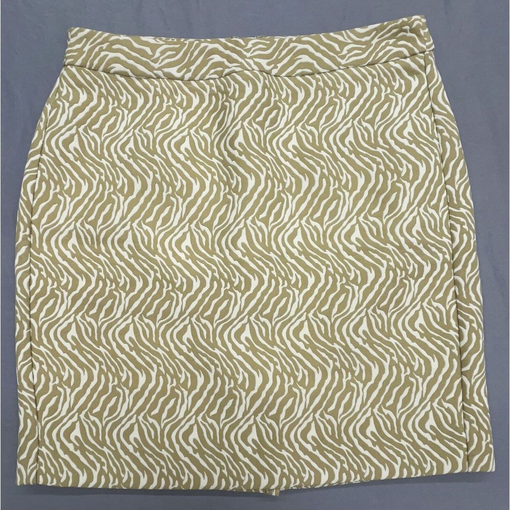 Banana Republic Skirt 4 Gold White Zebra Pencil Lined Jacquard Texture Short
